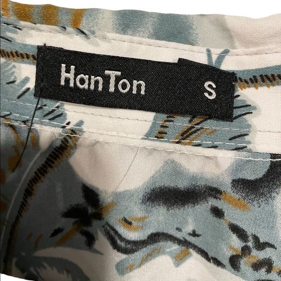 HanTon Retro Beetle Travel Bug Tropical Coastal Short Sleeve Button Down Shirt - Picture 3 of 4